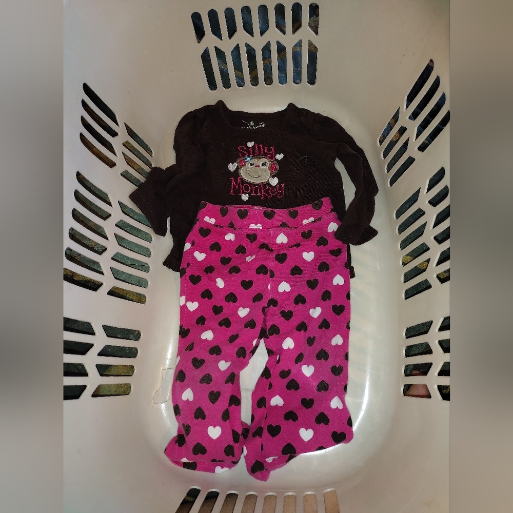 Jumping Beans Silly Monkey Pajama Set - Brown and Pink